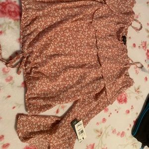 Orange flowered off the shoulder top